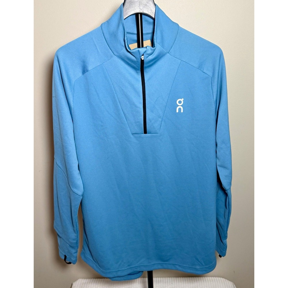 On Running Climate Shirt Mens L Blue 1/4 Zip Pullover Running Top 163.01324